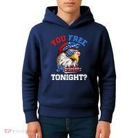 You Free Tonight Usa Flag Bald Eagle 4th Of July Kids Hoodie thumb 4