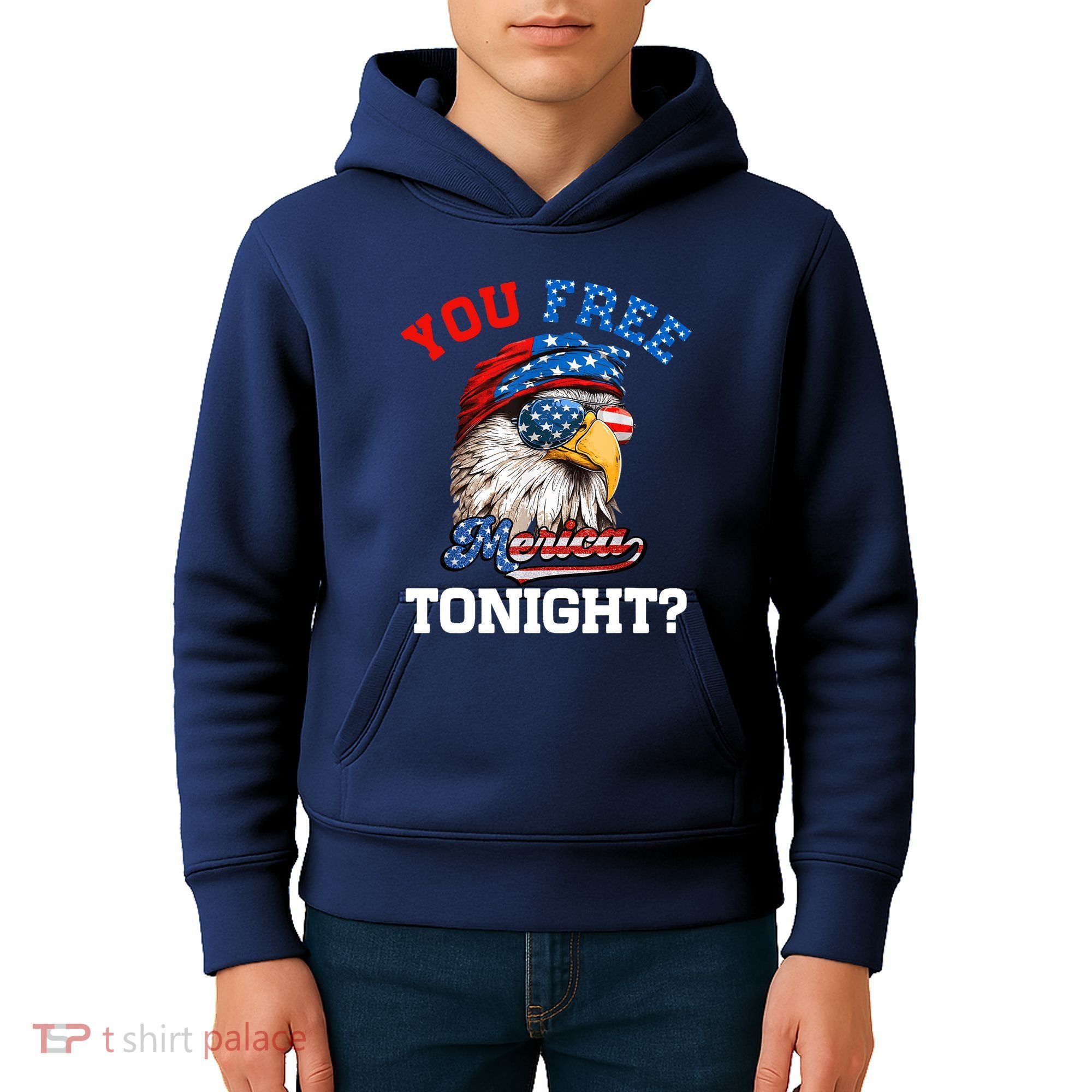 You Free Tonight Usa Flag Bald Eagle 4th Of July Kids Hoodie