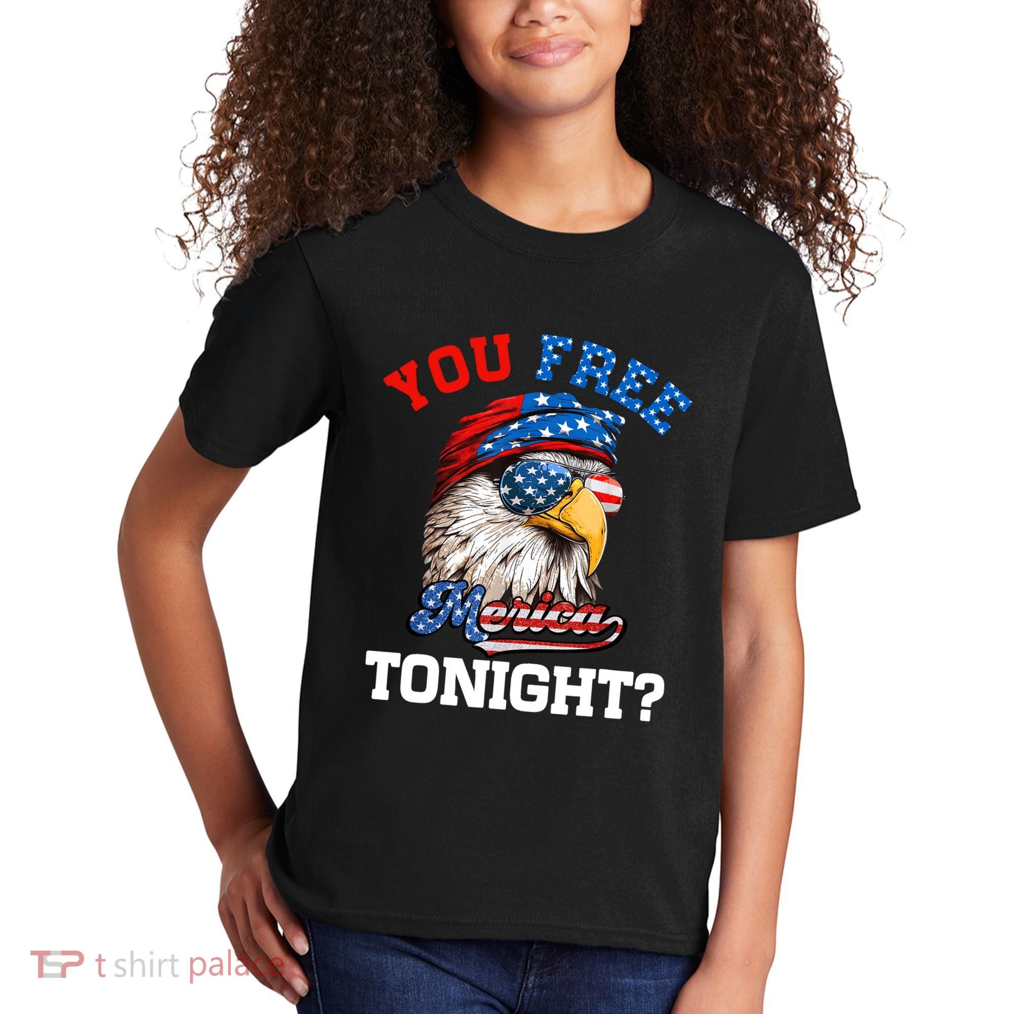 You Free Tonight Usa Flag Bald Eagle 4th Of July Kids T-Shirt