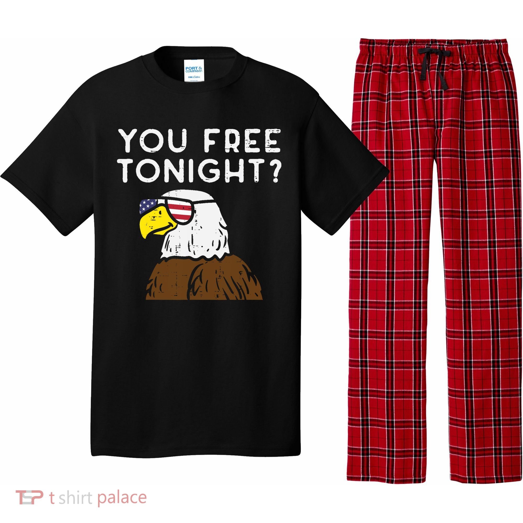 You Free Tonight Bald Eagle US Flag Sunglasses 4th of July Pajama Set