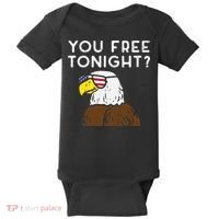 You Free Tonight Bald Eagle US Flag Sunglasses 4th of July Baby Bodysuit thumb 0
