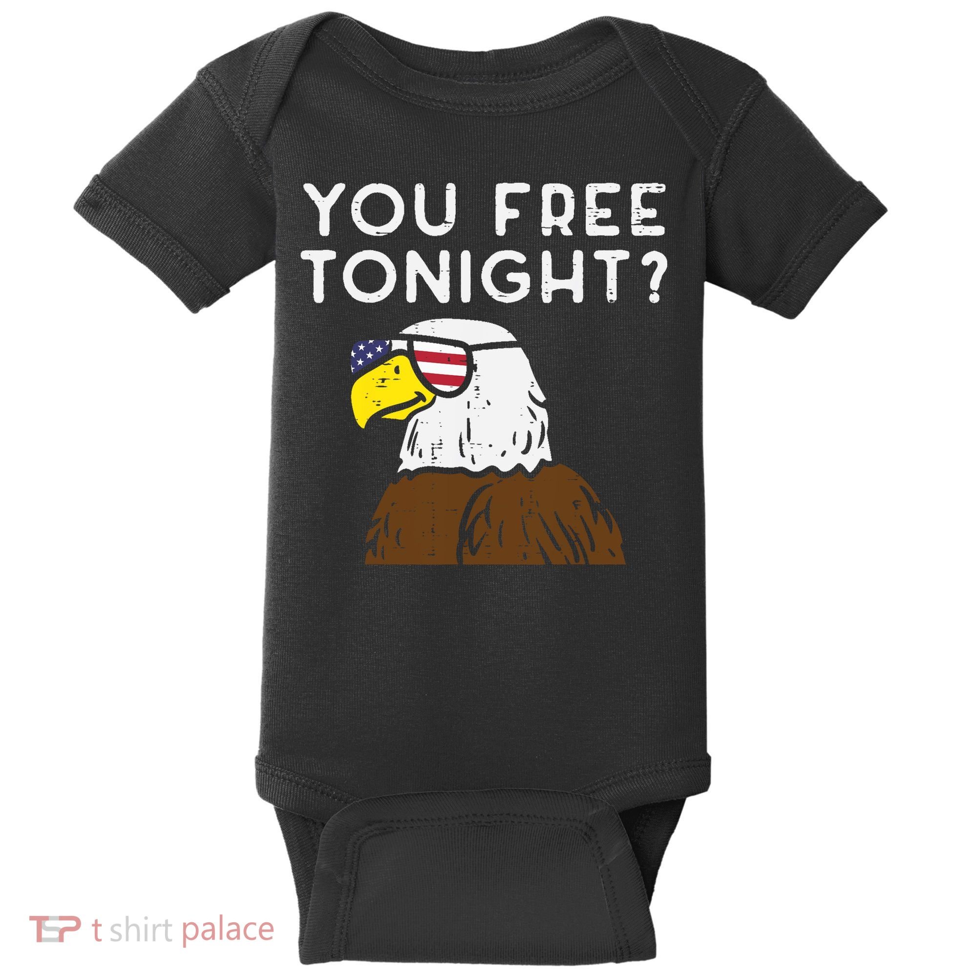 You Free Tonight Bald Eagle US Flag Sunglasses 4th of July Baby Bodysuit