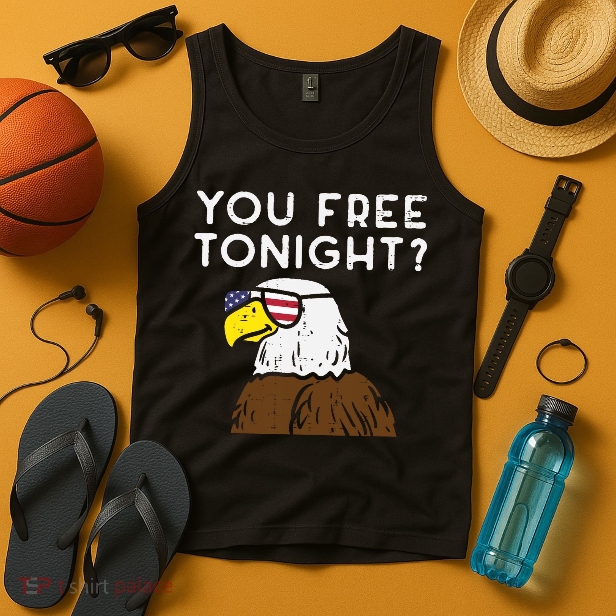 You Free Tonight Bald Eagle US Flag Sunglasses 4th of July Tank Top