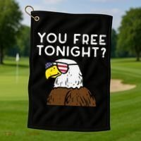 You Free Tonight Bald Eagle US Flag Sunglasses 4th of July Golf Towel thumb 1