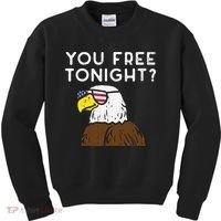 You Free Tonight Bald Eagle US Flag Sunglasses 4th of July Kids Sweatshirt thumb 0