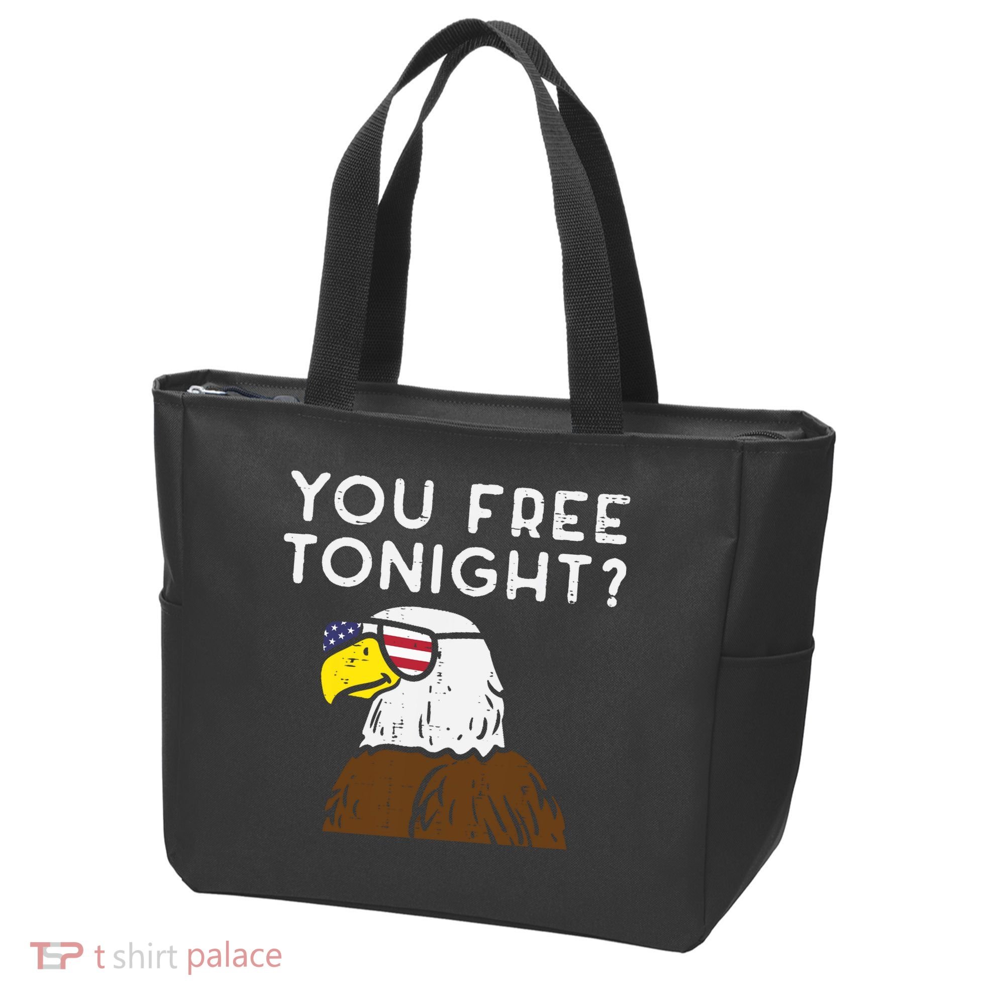 You Free Tonight Bald Eagle US Flag Sunglasses 4th of July Tote Bag