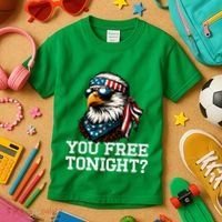 You Free Tonight Eagle Funny Patriotic American Kids T-Shirt thumb 3