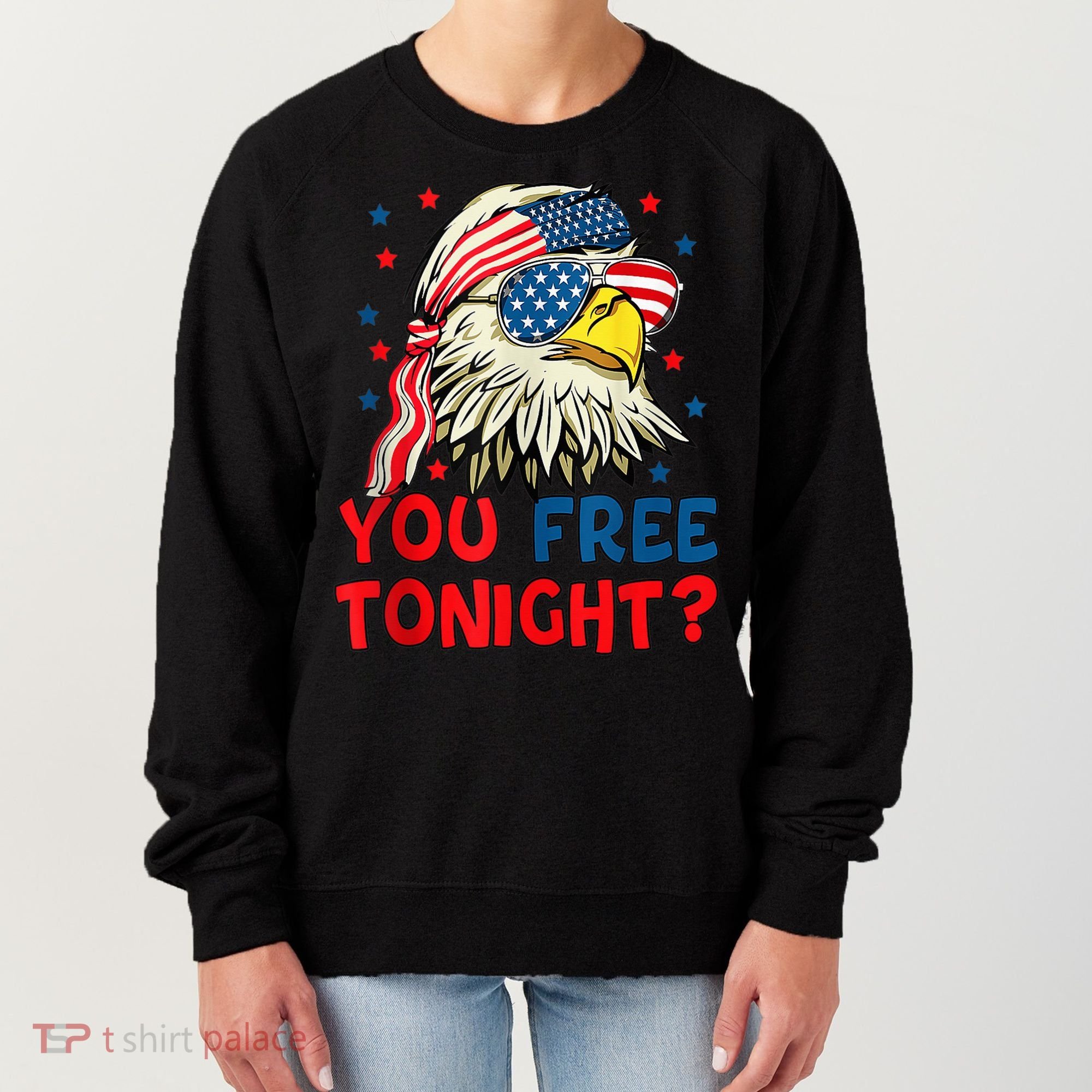 You Free Tonight Bald Eagle Mullet American Flag 4th Of July Women's Sweatshirt