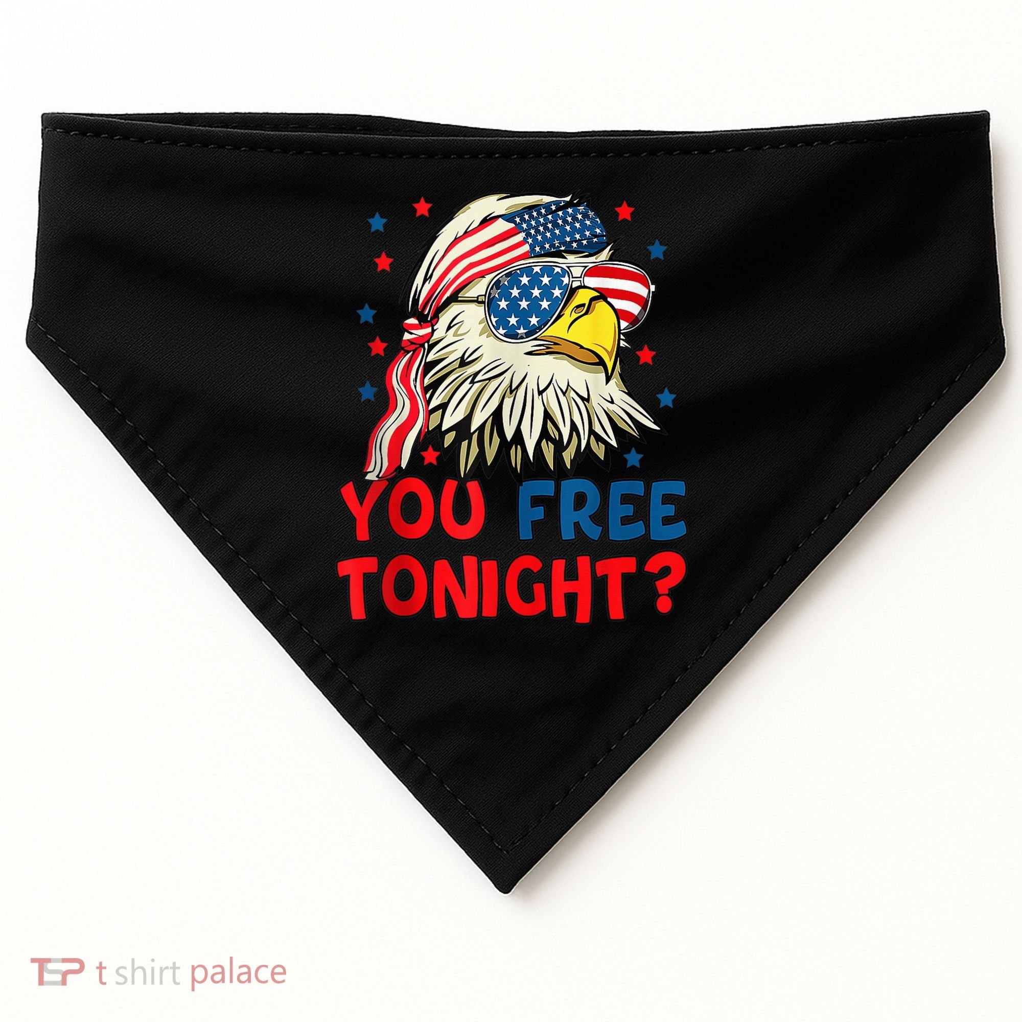 You Free Tonight Bald Eagle Mullet American Flag 4th Of July USA-Made Doggie Bandana