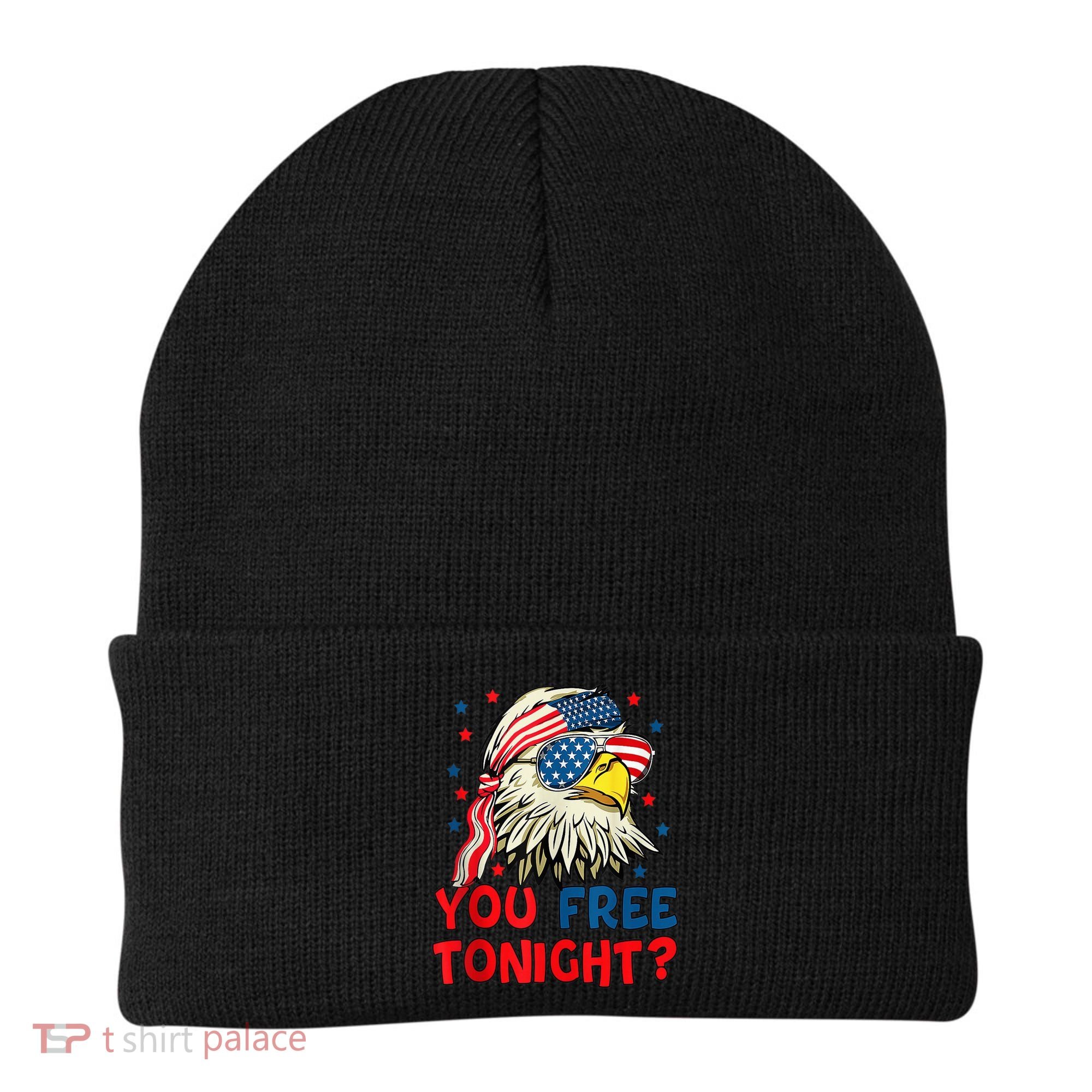 You Free Tonight Bald Eagle Mullet American Flag 4th Of July Beanie