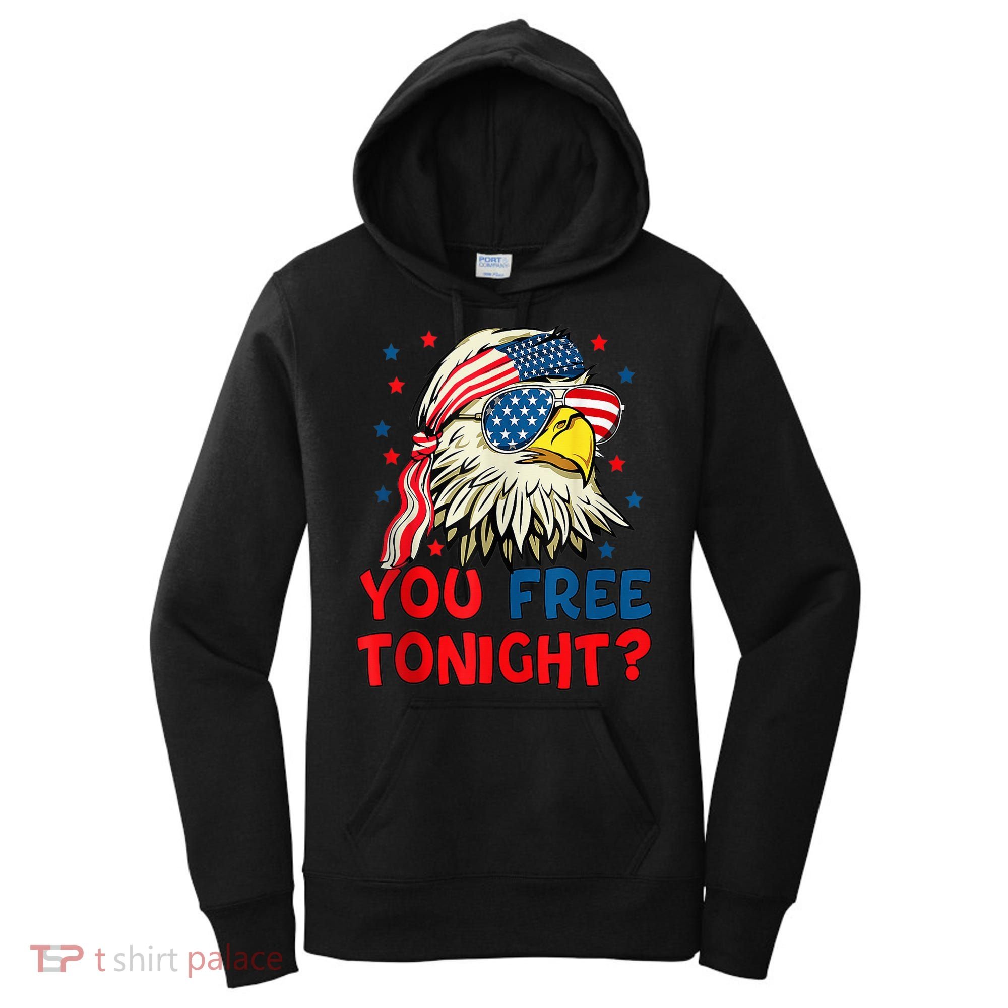 You Free Tonight Bald Eagle Mullet American Flag 4th Of July Women's Hoodie
