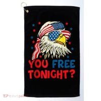 You Free Tonight Bald Eagle Mullet American Flag 4th Of July Golf Towel thumb 0
