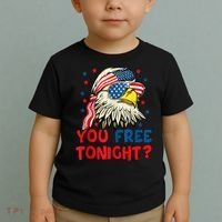 You Free Tonight Bald Eagle Mullet American Flag 4th Of July Toddler T-Shirt thumb 2