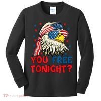 You Free Tonight Bald Eagle Mullet American Flag 4th Of July Kids Long Sleeve Shirt thumb 0