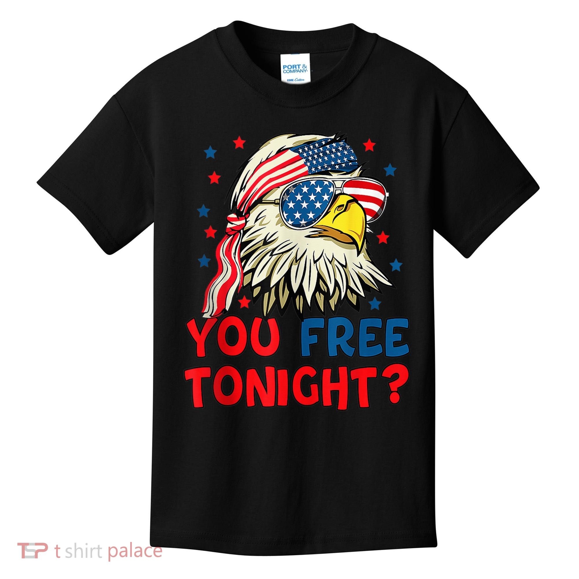 You Free Tonight Bald Eagle Mullet American Flag 4th Of July Kids T-Shirt