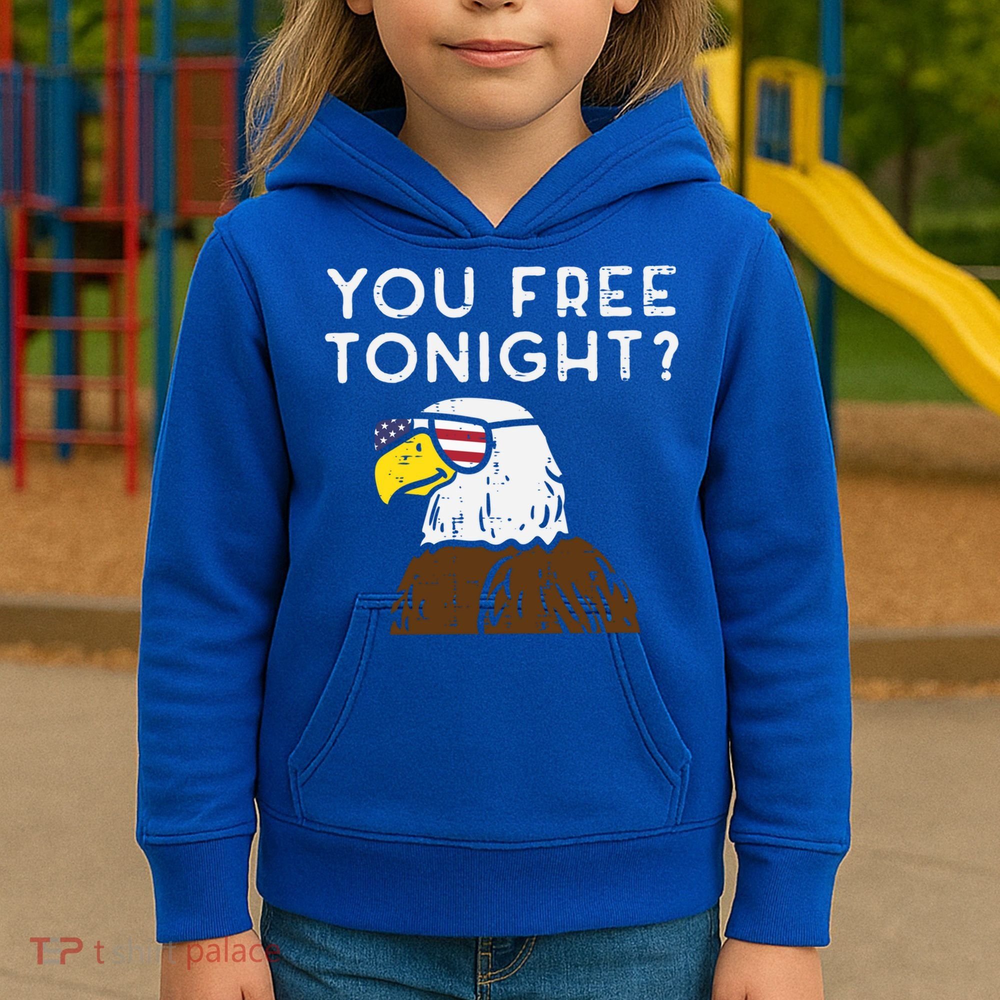 You Free Tonight Bald Eagle Us Flag Sunglasses 4th Of July Gift Kids Hoodie