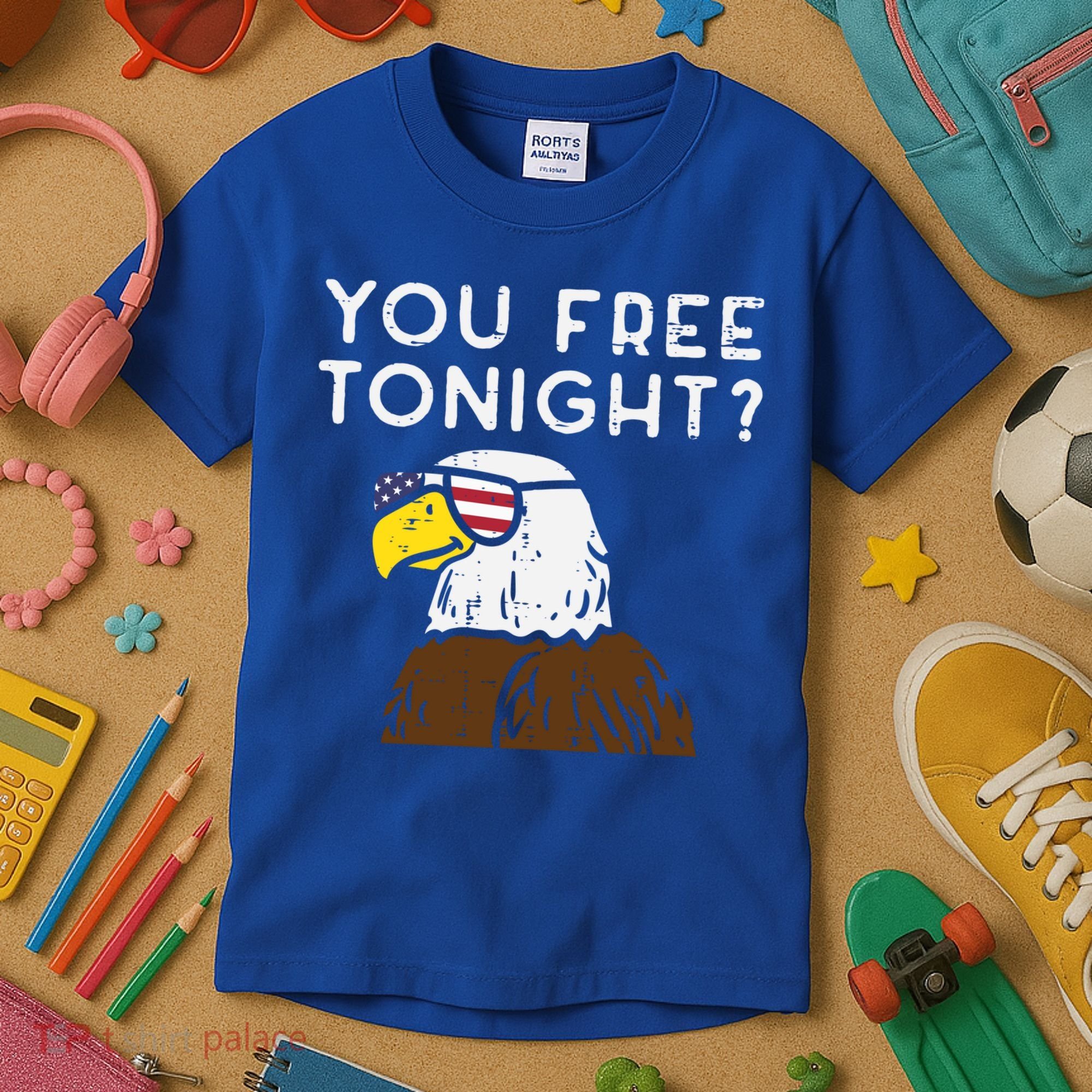 You Free Tonight Bald Eagle Us Flag Sunglasses 4th Of July Gift Kids T-Shirt