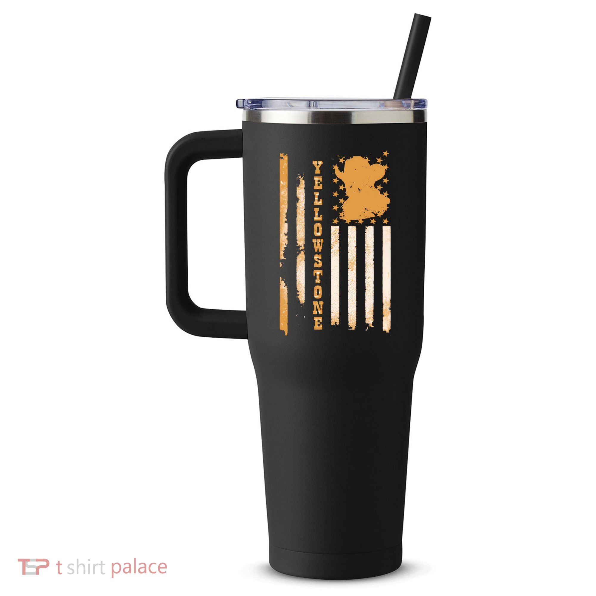 Yellowstonee Flag 40oz Vacuum Insulated Stainless Steel Travel Tumbler