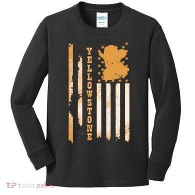 Yellowstonee Flag Kids Long Sleeve Shirt