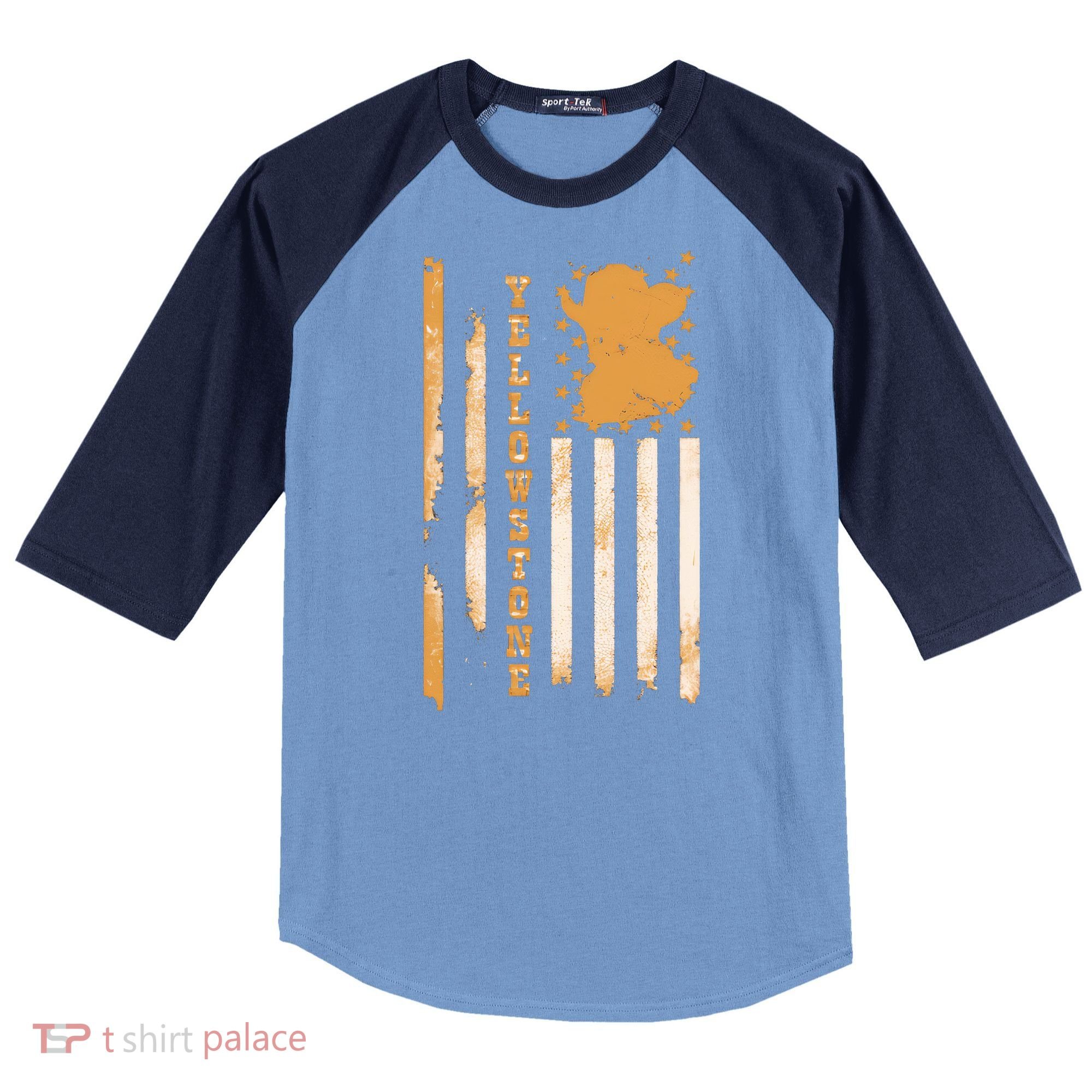 Yellowstonee Flag Raglan Baseball Sleeve Shirt