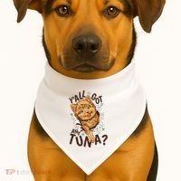 Yall Got Any Tuna Funny Cat USA-Made Doggie Bandana thumb 1