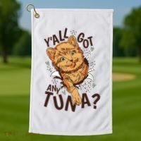 Yall Got Any Tuna Funny Cat Golf Towel thumb 1