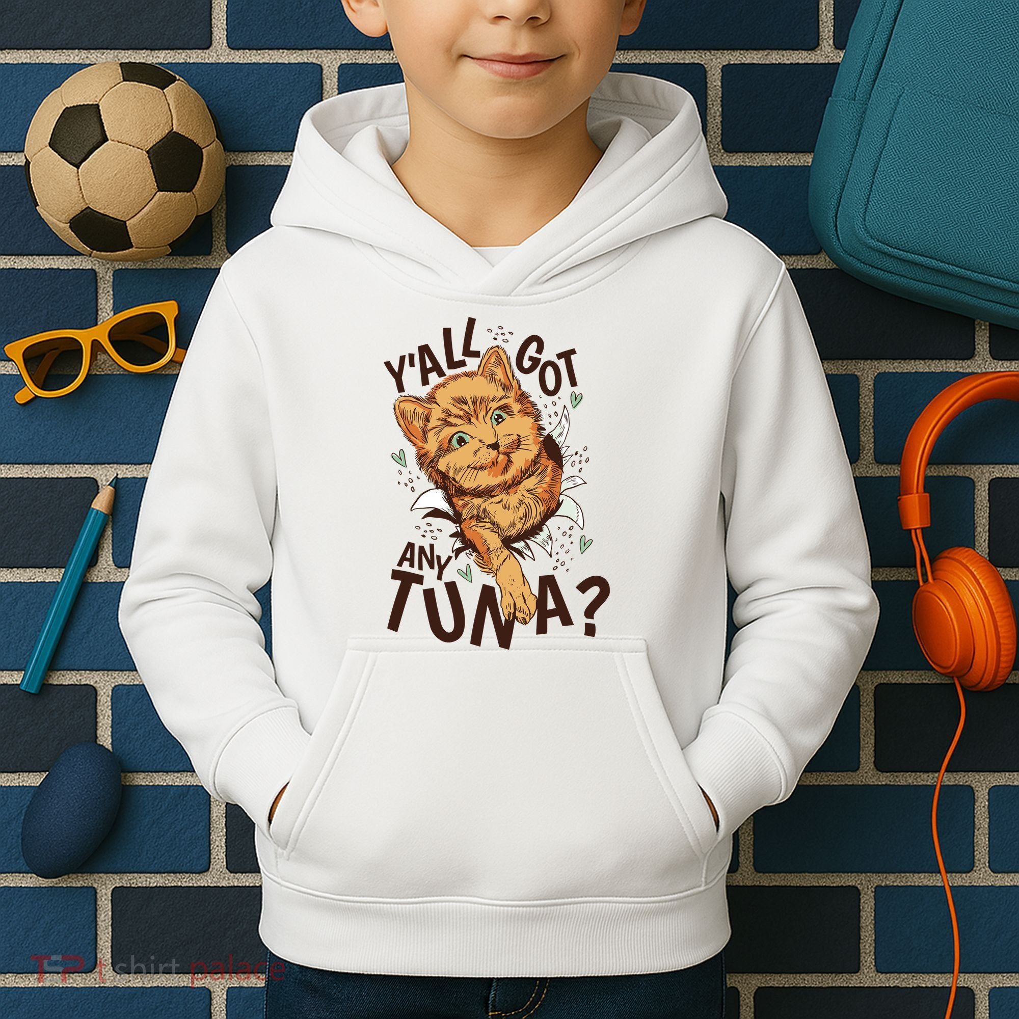 Yall Got Any Tuna Funny Cat Kids Hoodie