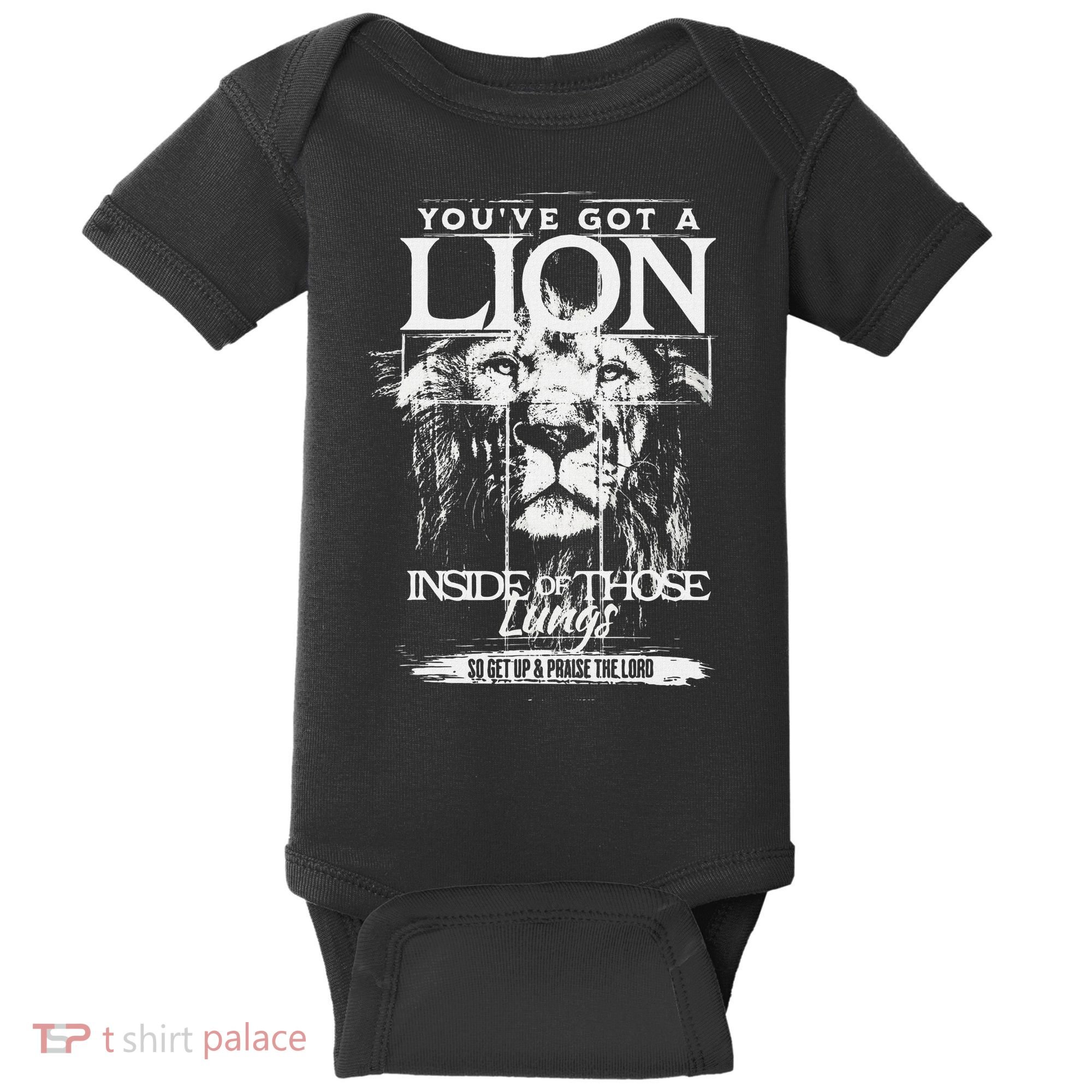 YouVe Got A Lion Inside Of Those Lungs Praise The Lord Baby Bodysuit