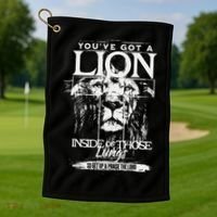 YouVe Got A Lion Inside Of Those Lungs Praise The Lord Golf Towel thumb 1