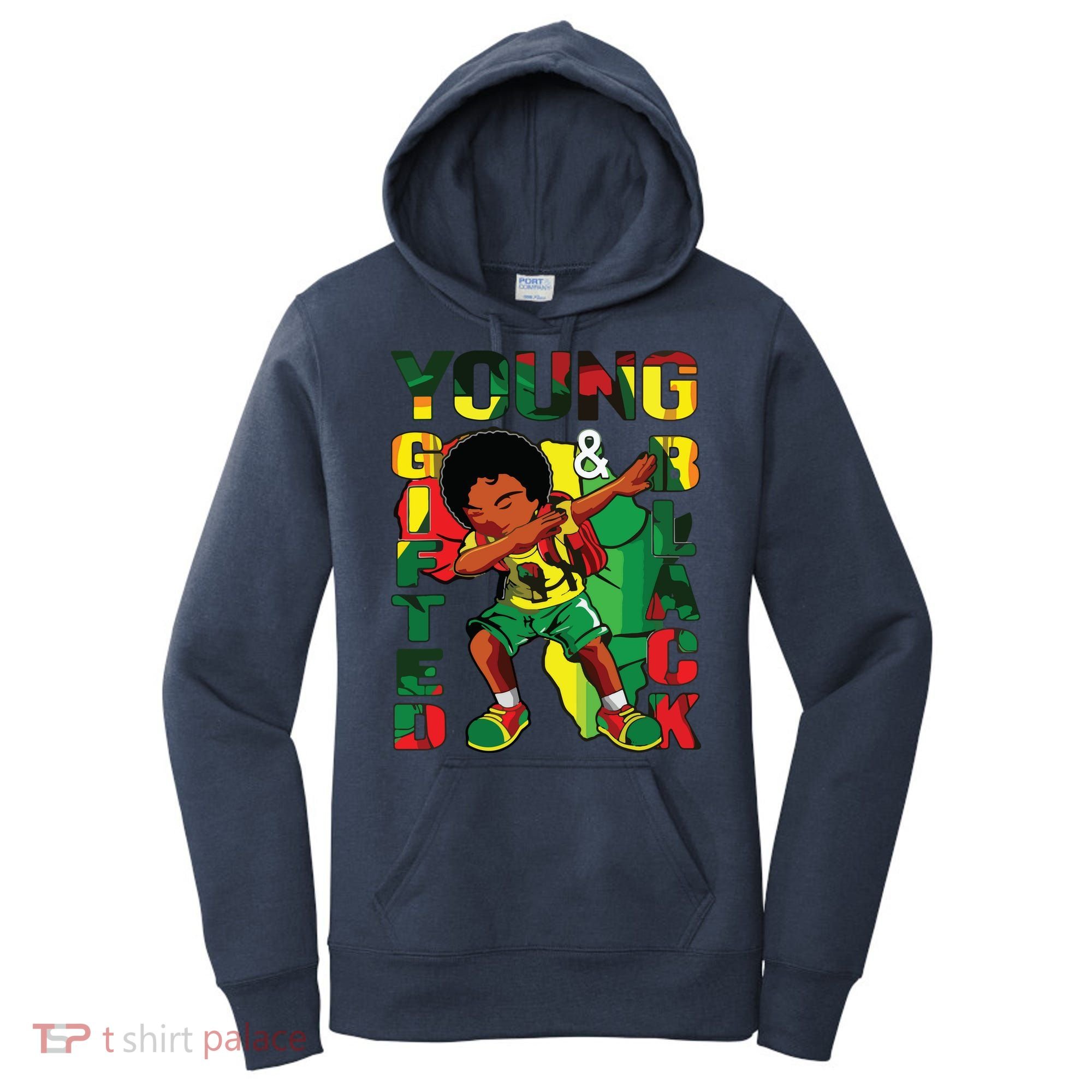 Young Gifted & Black History Month Cute Dabbing Women's Hoodie
