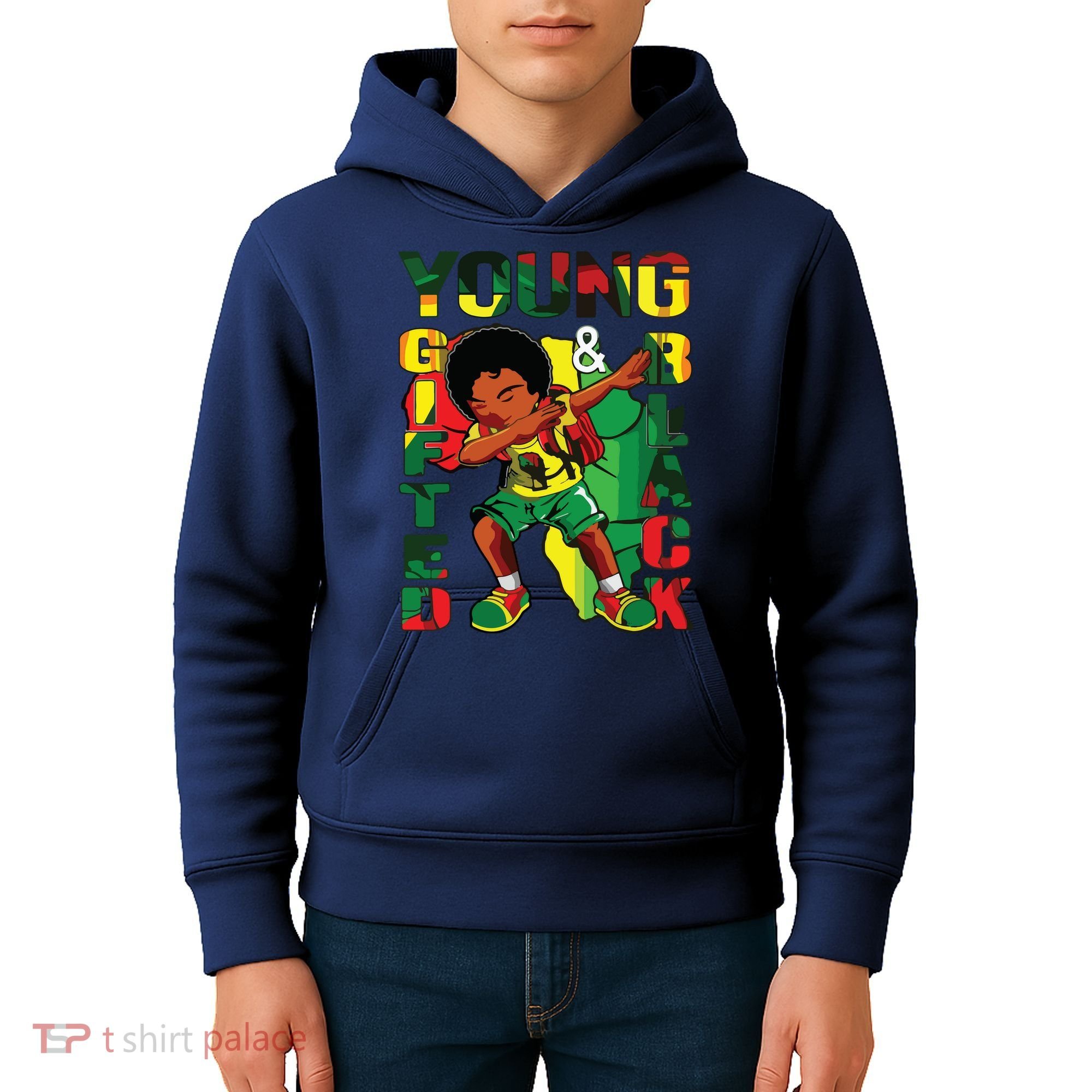 Young Gifted & Black History Month Cute Dabbing Kids Hoodie