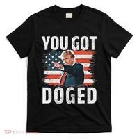 You Got Doged Funny Trump Vintage American Flag Doged T-Shirt thumb 0