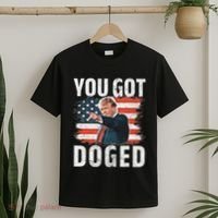 You Got Doged Funny Trump Vintage American Flag Doged T-Shirt thumb 2