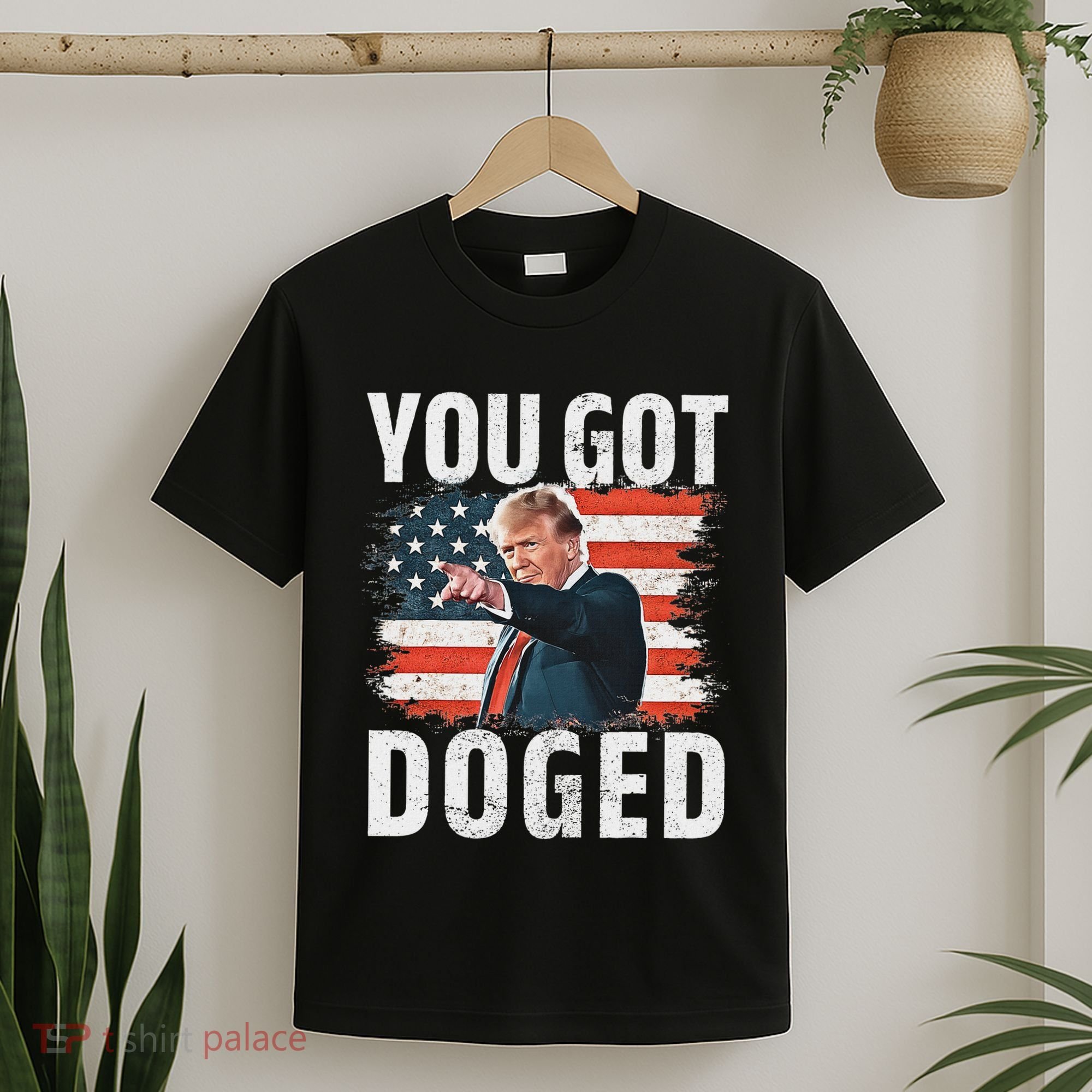 You Got Doged Funny Trump Vintage American Flag Doged T-Shirt