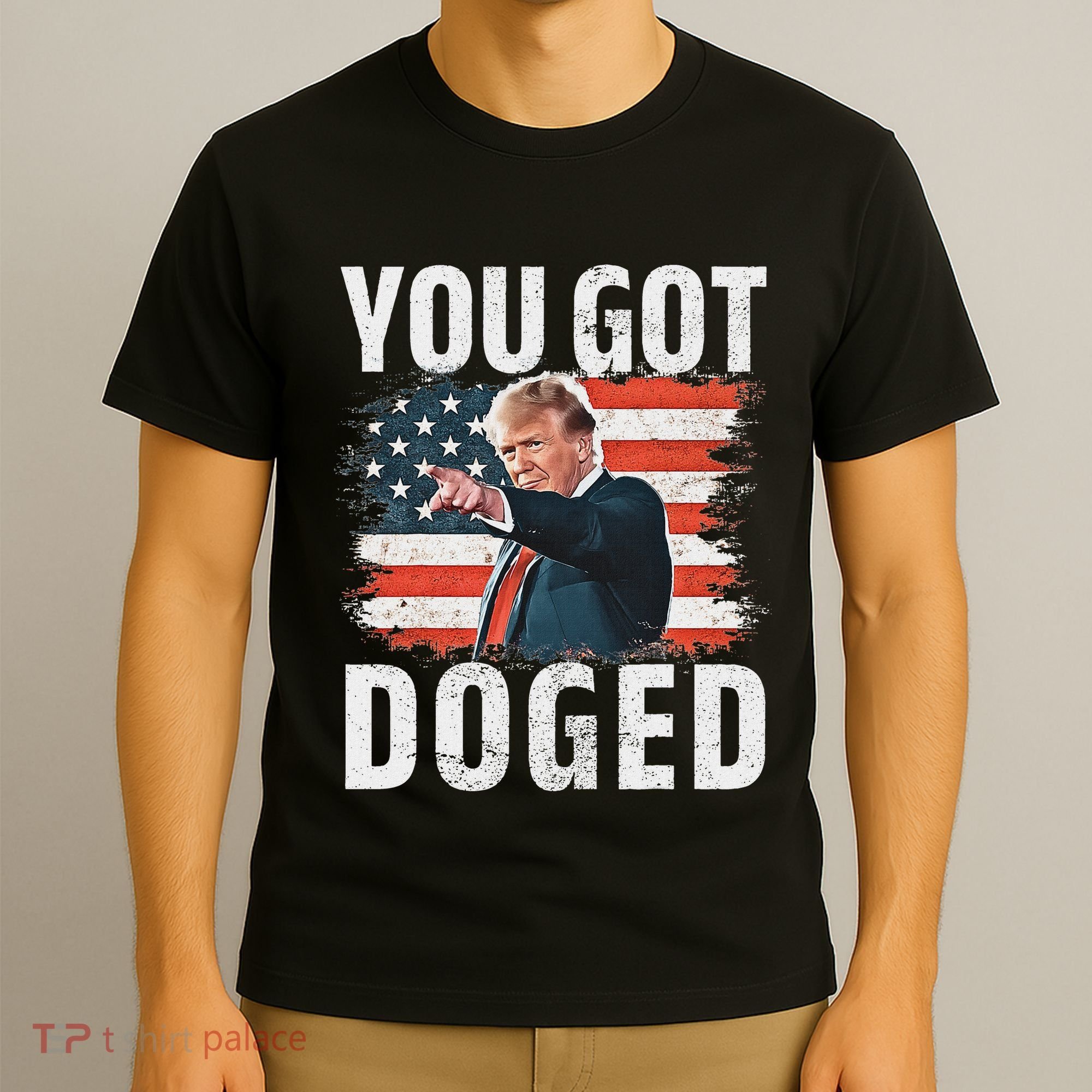 You Got Doged Funny Trump Vintage American Flag Doged T-Shirt