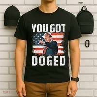 You Got Doged Funny Trump Vintage American Flag Doged T-Shirt thumb 6