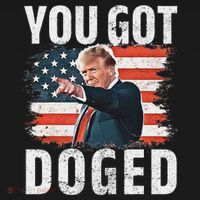 You Got Doged Funny Trump Vintage American Flag Doged T-Shirt thumb 7