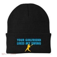 Your Girlfriend Likes My Swing Baseball Softball Beanie thumb 0