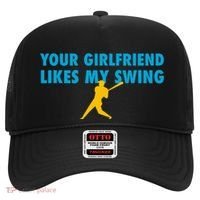 Your Girlfriend Likes My Swing Baseball Softball Hat thumb 0