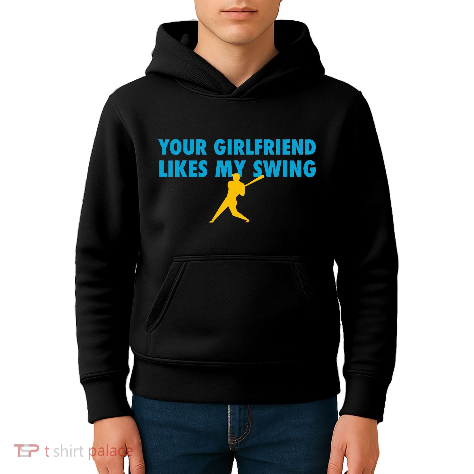 Your Girlfriend Likes My Swing Baseball Softball Kids Hoodie