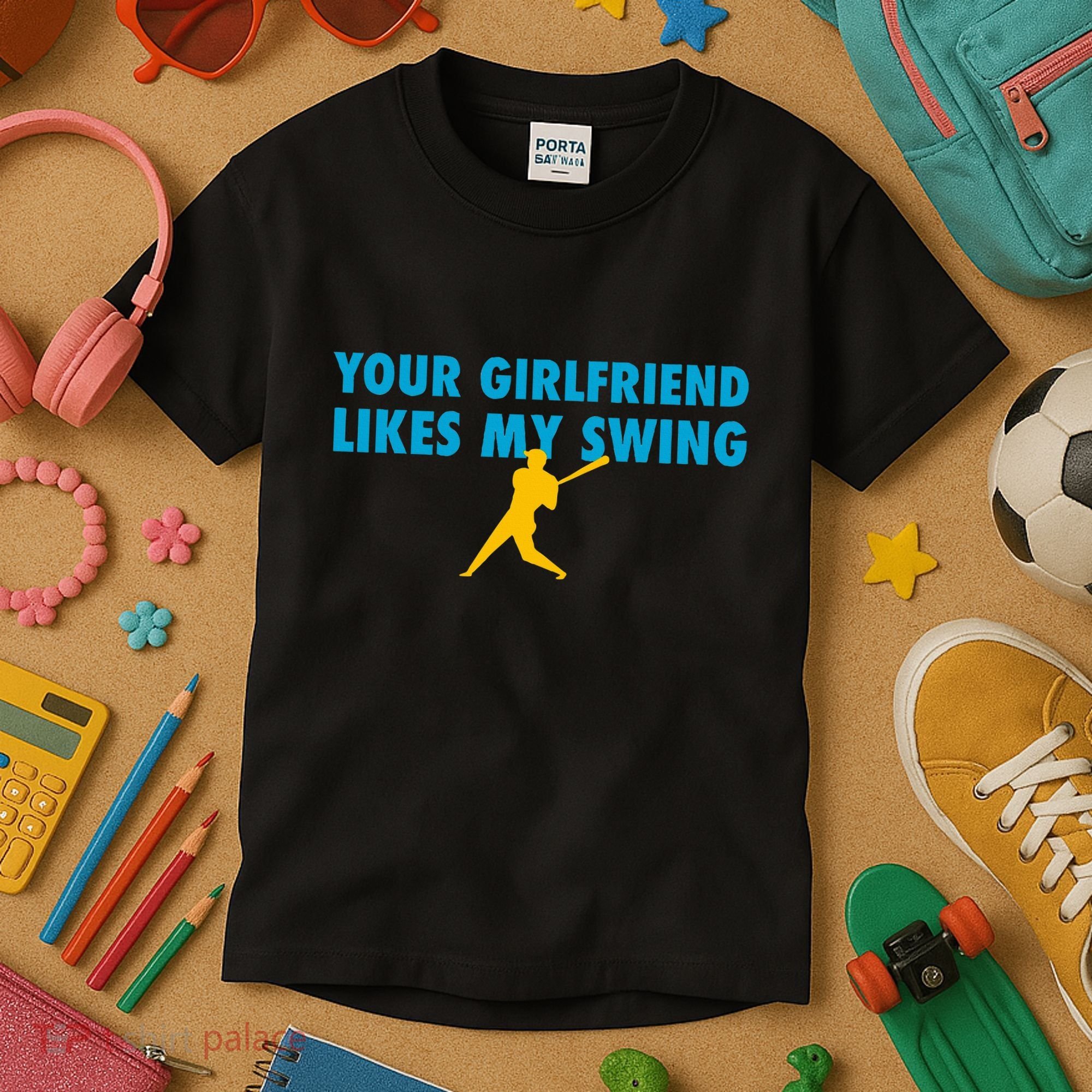 Your Girlfriend Likes My Swing Baseball Softball Kids T-Shirt