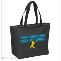 Your Girlfriend Likes My Swing Baseball Softball Tote Bag thumb 2