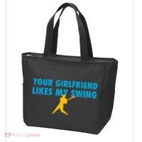 Your Girlfriend Likes My Swing Baseball Softball Tote Bag thumb 3