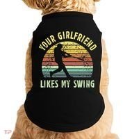 Your Girlfriend Likes My Swing Funny Baseball Doggie Tank thumb 0