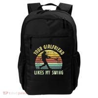 Your Girlfriend Likes My Swing Funny Baseball Backpack thumb 0
