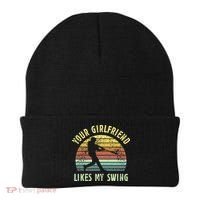 Your Girlfriend Likes My Swing Funny Baseball Beanie thumb 0