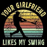 Your Girlfriend Likes My Swing Funny Baseball Women's Hoodie thumb 2
