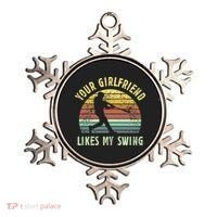 Your Girlfriend Likes My Swing Funny Baseball Ornament thumb 0