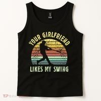 Your Girlfriend Likes My Swing Funny Baseball Tank Top thumb 2