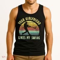 Your Girlfriend Likes My Swing Funny Baseball Tank Top thumb 3